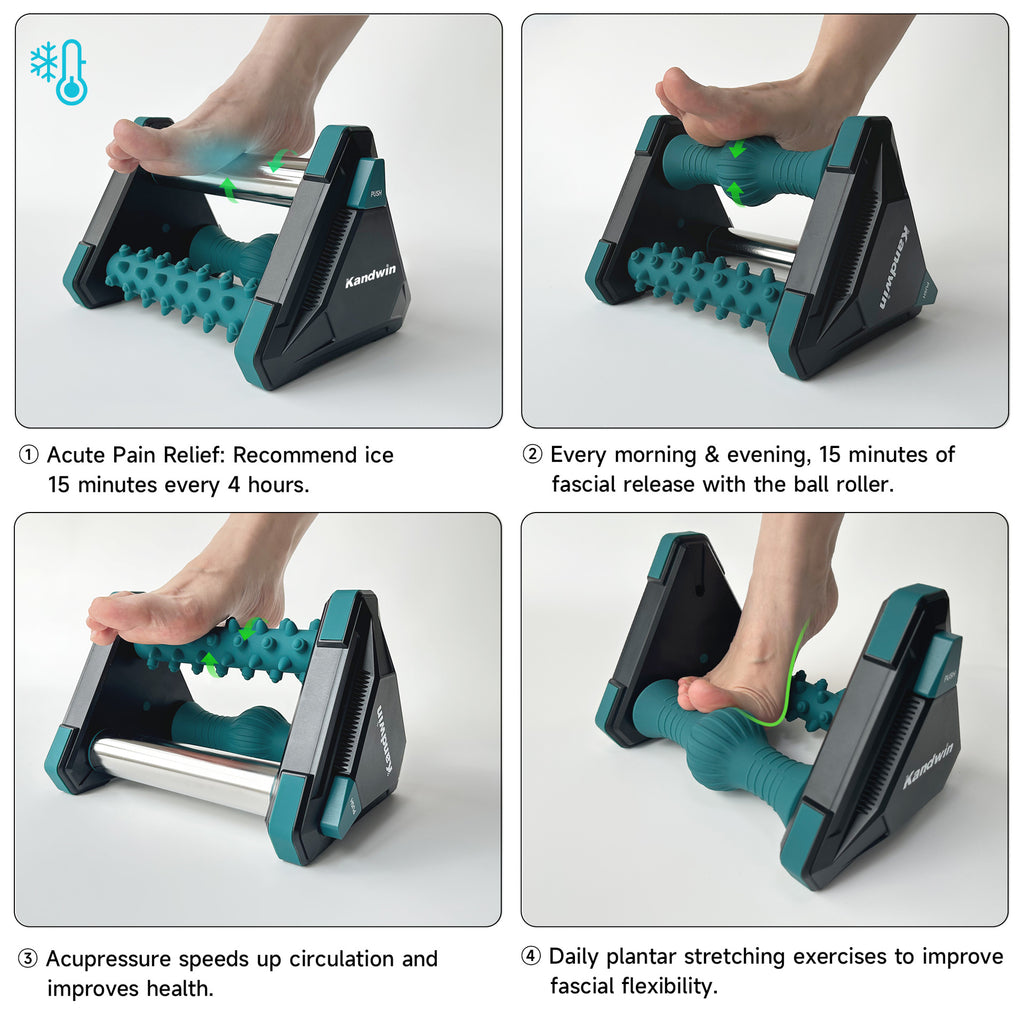 Foot massager with ice compress to relieve plantar fascia and foot pain Three in one massage for foot and heel pain