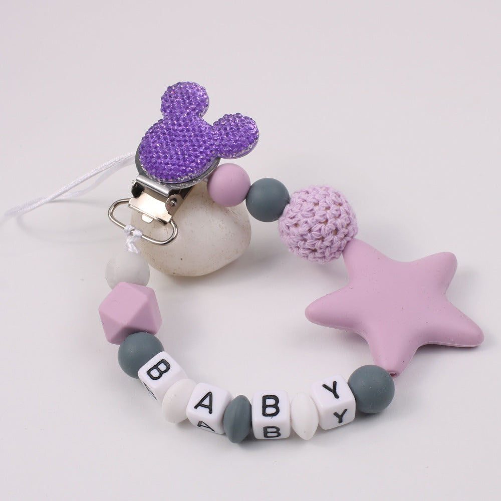 Five pointed star silicone pacifier chain pacifier chain baby products silicone pacifier clip baby teether anti-drop chain anti-drop belt