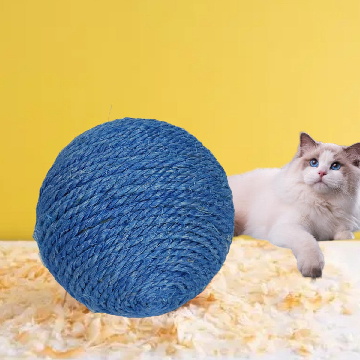 1PCS Feathered Sisal Ball Cat Toy for Self-Entertainment and Boredom Relief, Durable Cat Toy for Scratching and Biting