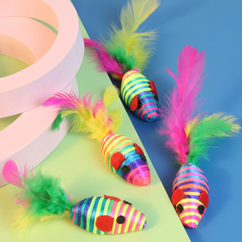 1PCS Feathered Sisal Ball Cat Toy for Self-Entertainment and Boredom Relief, Durable Cat Toy for Scratching and Biting