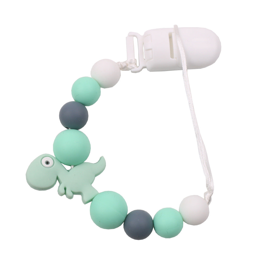 New baby pacifier chain clip teeth glue toy anti-drop chain silicone dinosaur pacifier chain baby products