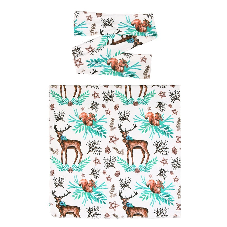 Newborn Photography Wrap Bow Hair Band Wrap Towel Set Baby Flower Blanket 2 Piece Set
