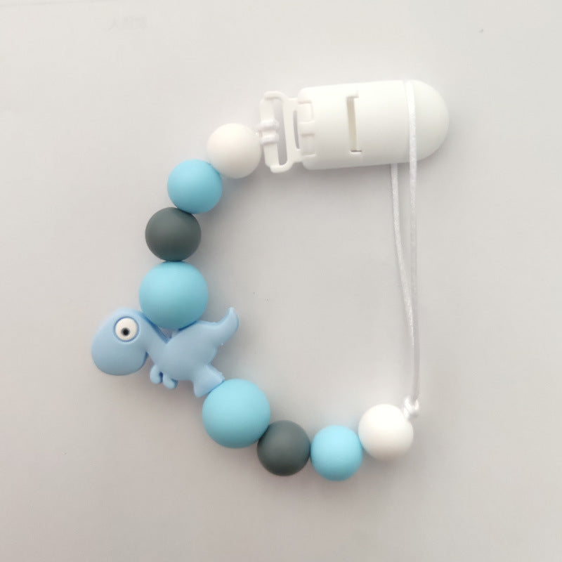 New baby pacifier chain clip teeth glue toy anti-drop chain silicone dinosaur pacifier chain baby products
